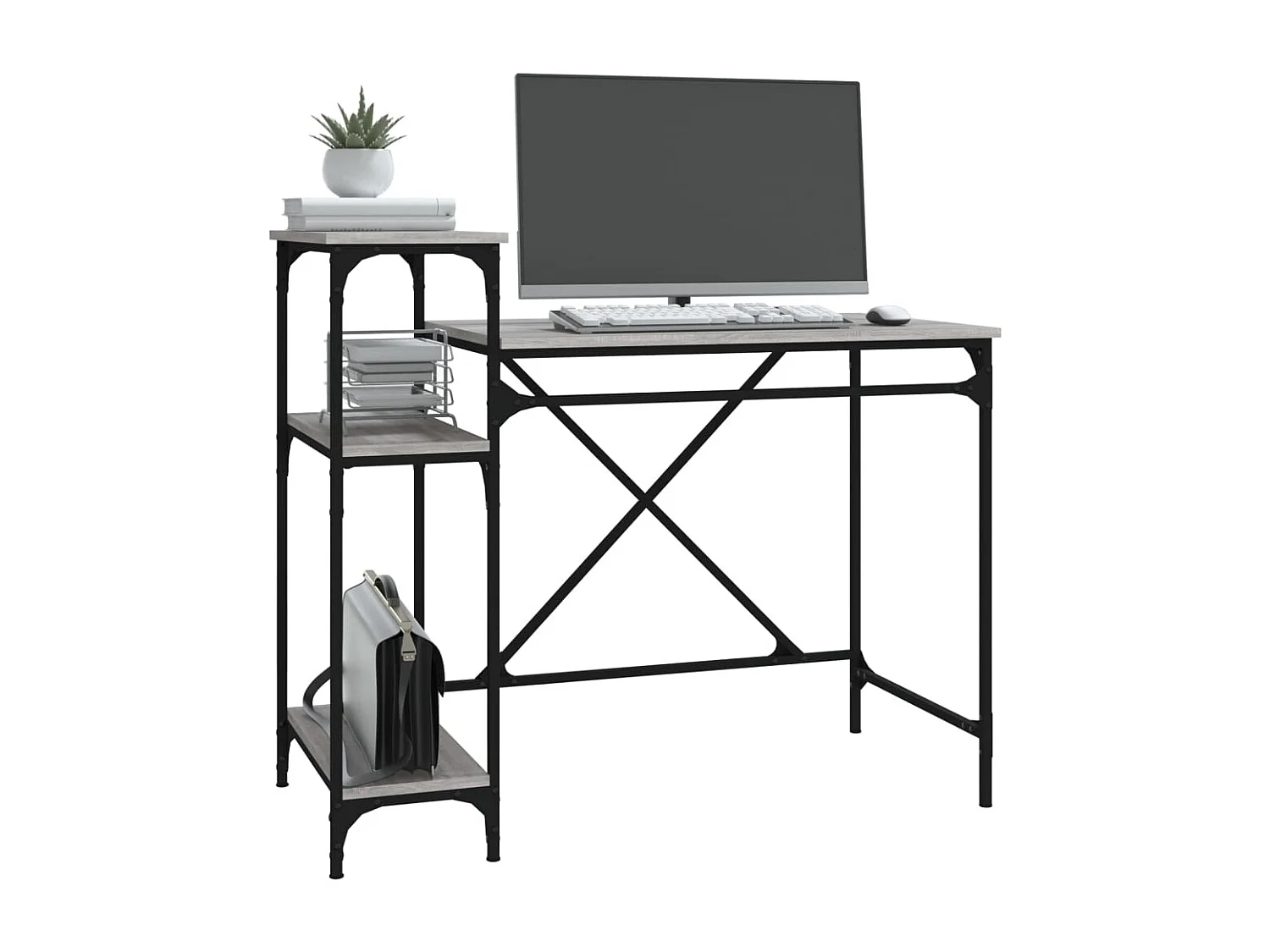 Bureau avec étagères sonoma 105x50x90 cm bois d'ingénierie/fer