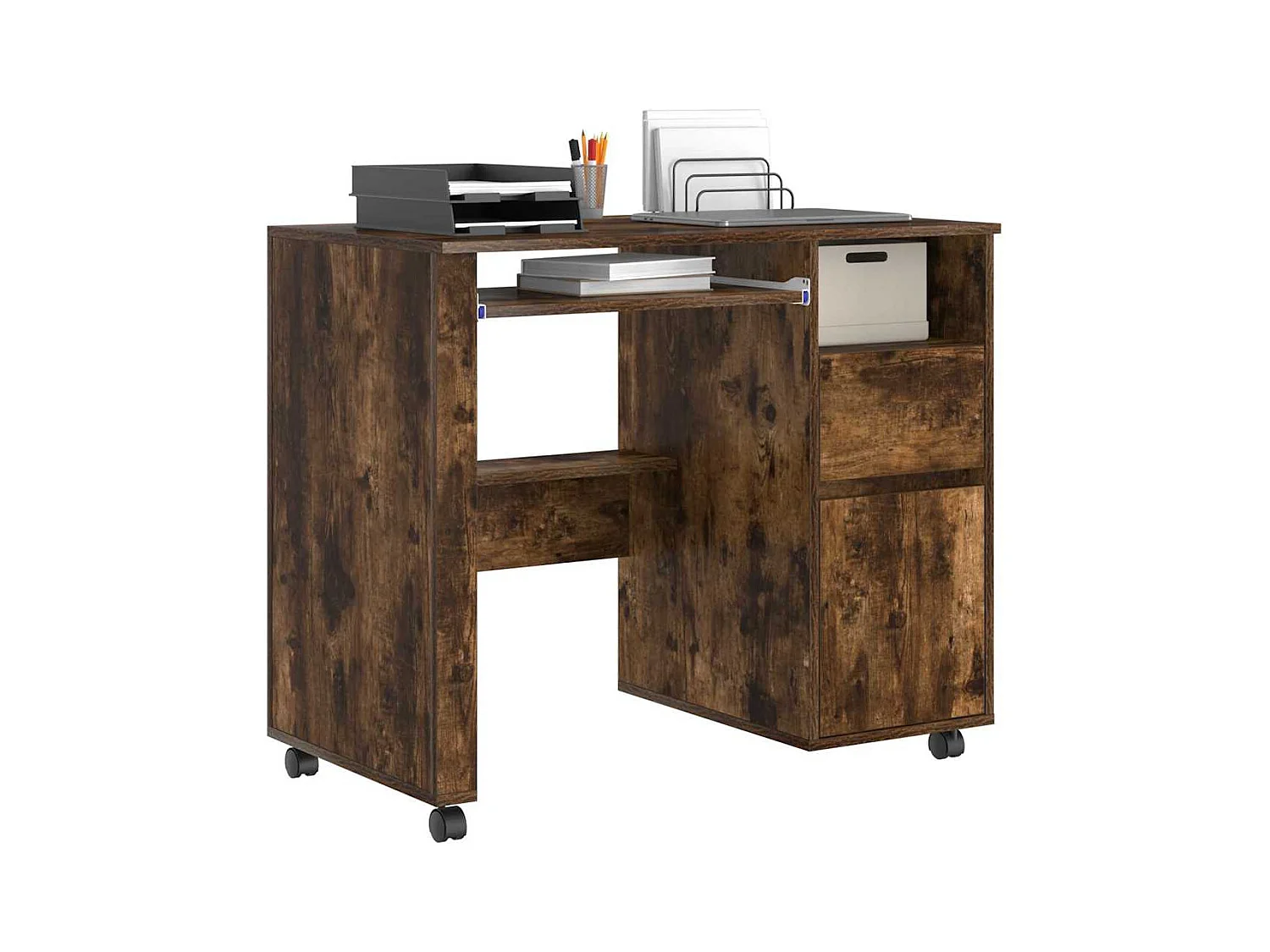 Bureau avec roulettes avec tiroir Chêne fumé 91 x 50 x 77 cm