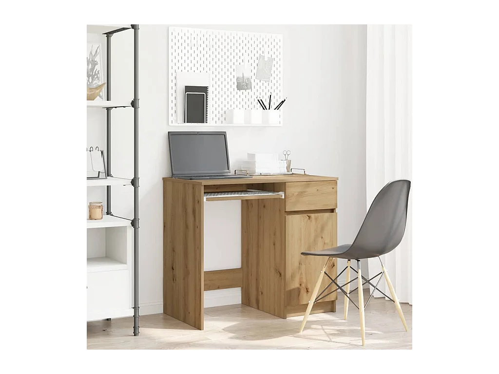 Bureau chêne artisanal 86x49x76 cm bois d'ingénierie