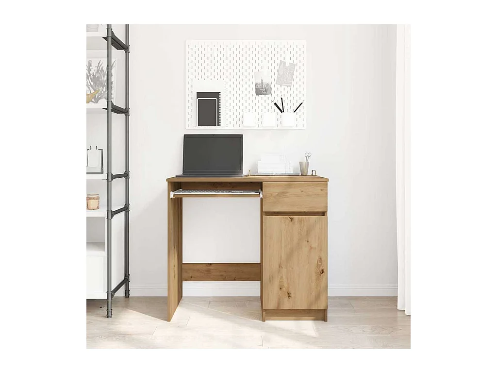 Bureau chêne artisanal 86x49x76 cm bois d'ingénierie