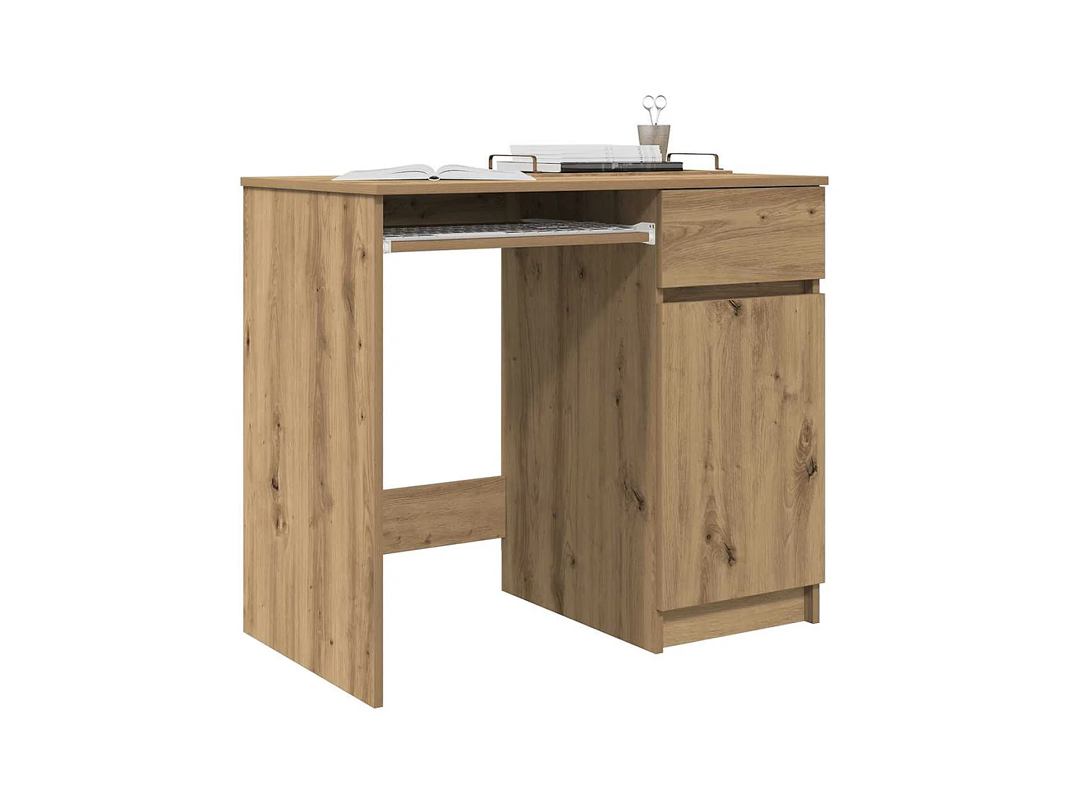 Bureau chêne artisanal 86x49x76 cm bois d'ingénierie