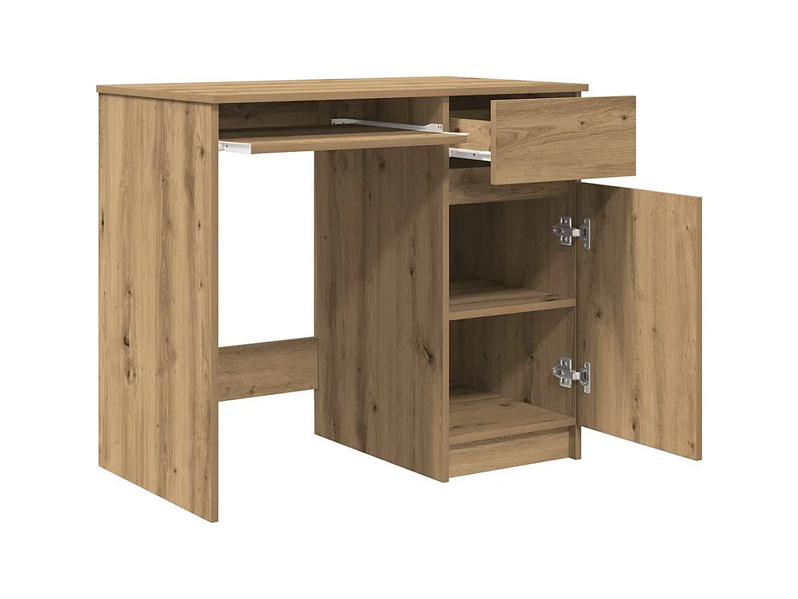Bureau chêne artisanal 86x49x76 cm bois d'ingénierie