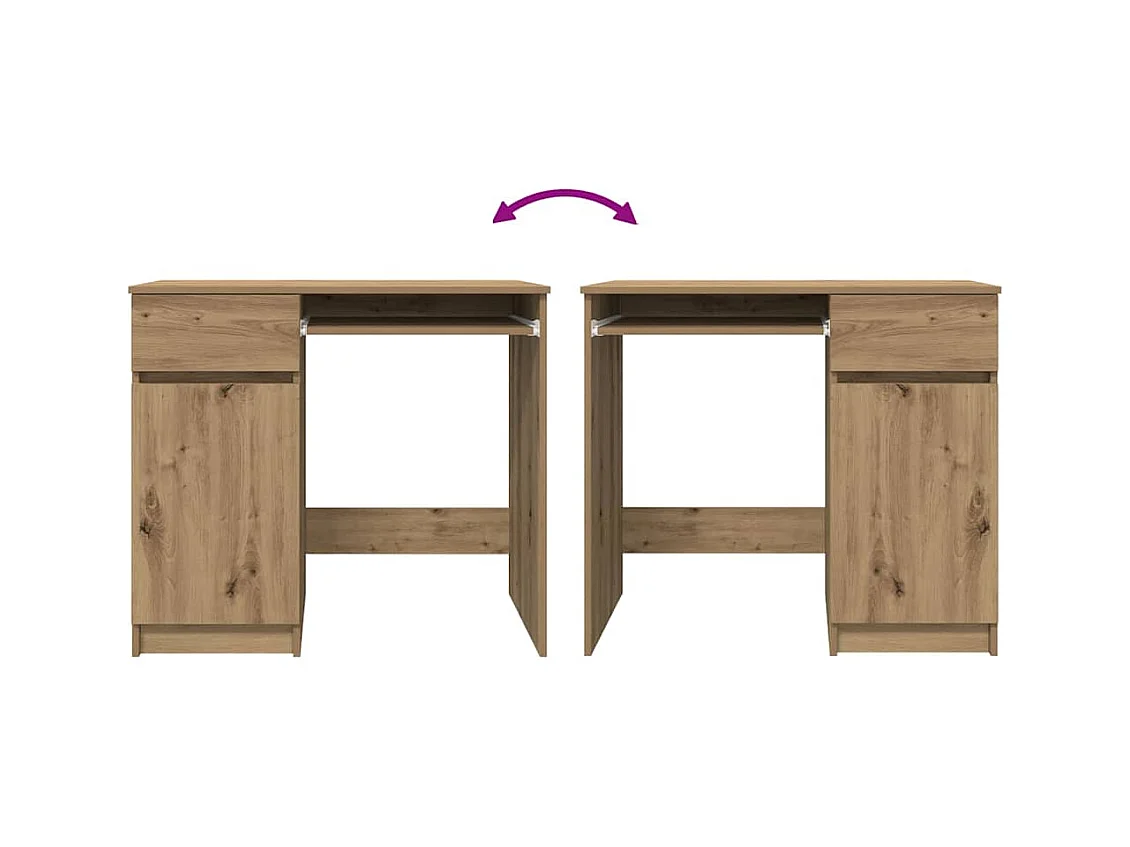 Bureau chêne artisanal 86x49x76 cm bois d'ingénierie