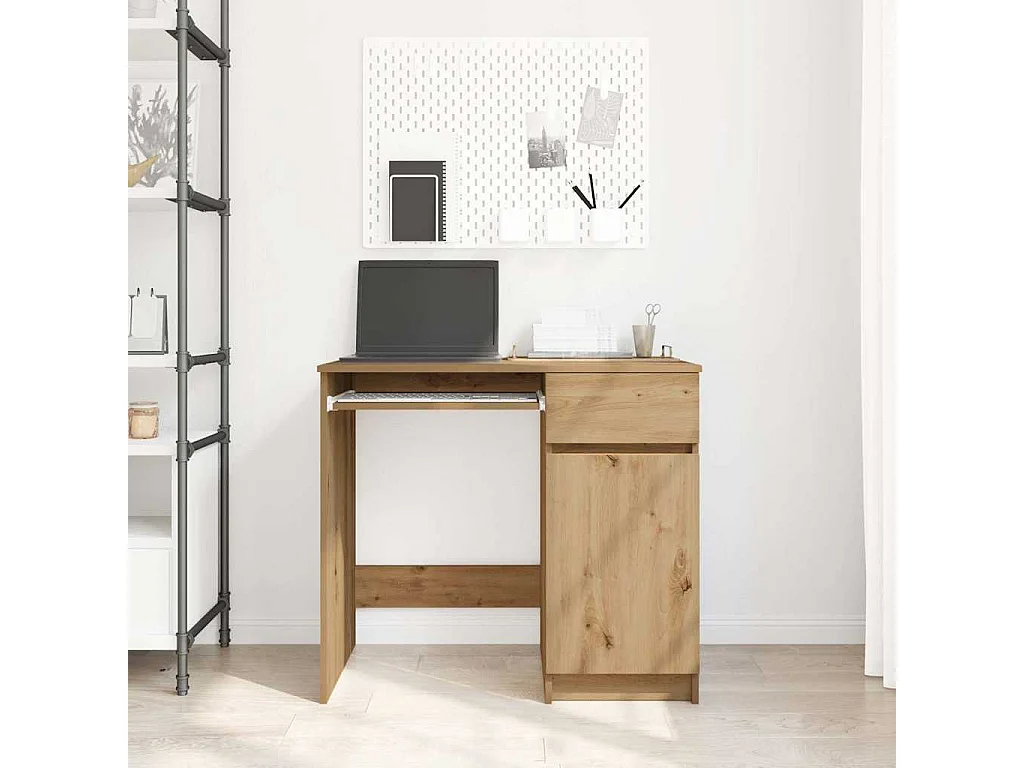 Bureau chêne artisanal 86x49x76 cm bois d'ingénierie