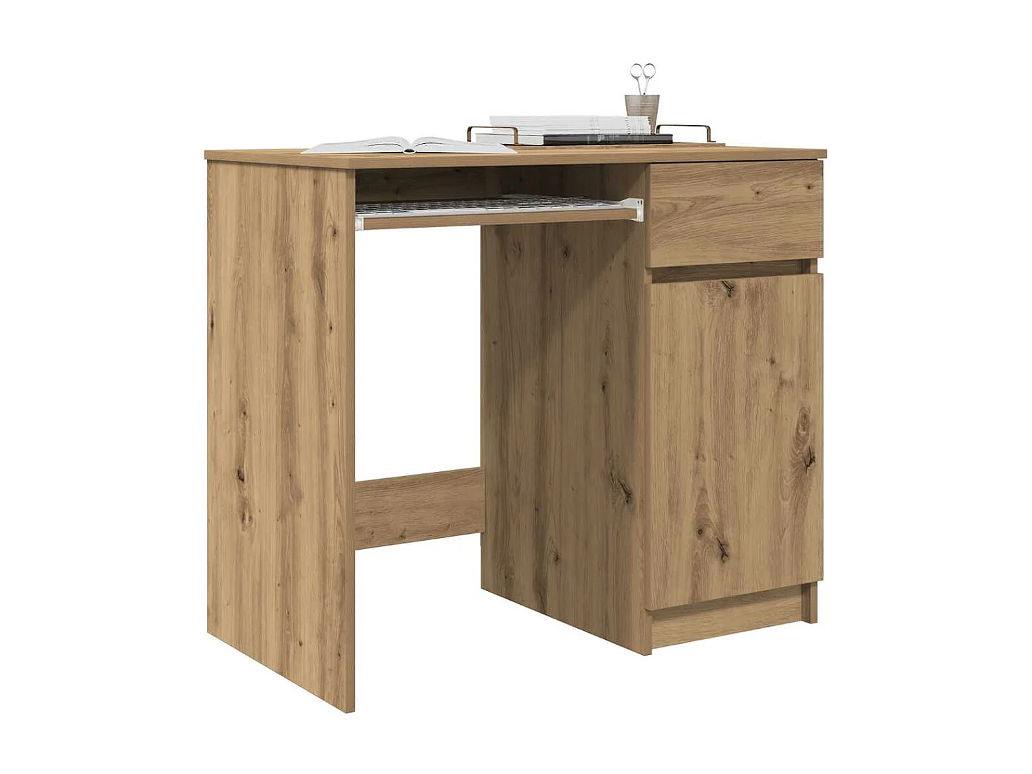 Bureau chêne artisanal 86x49x76 cm bois d'ingénierie