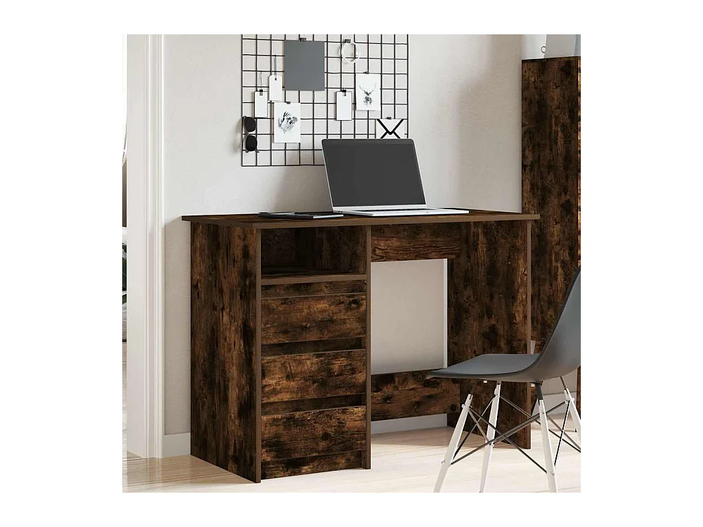 Bureau chêne fumé 102x50x75 cm bois d'ingénierie