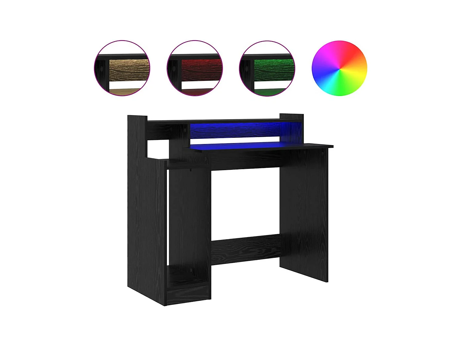 Bureau met plank Zwart eiken 97 x 45 x 90 cm Bewerkt hout