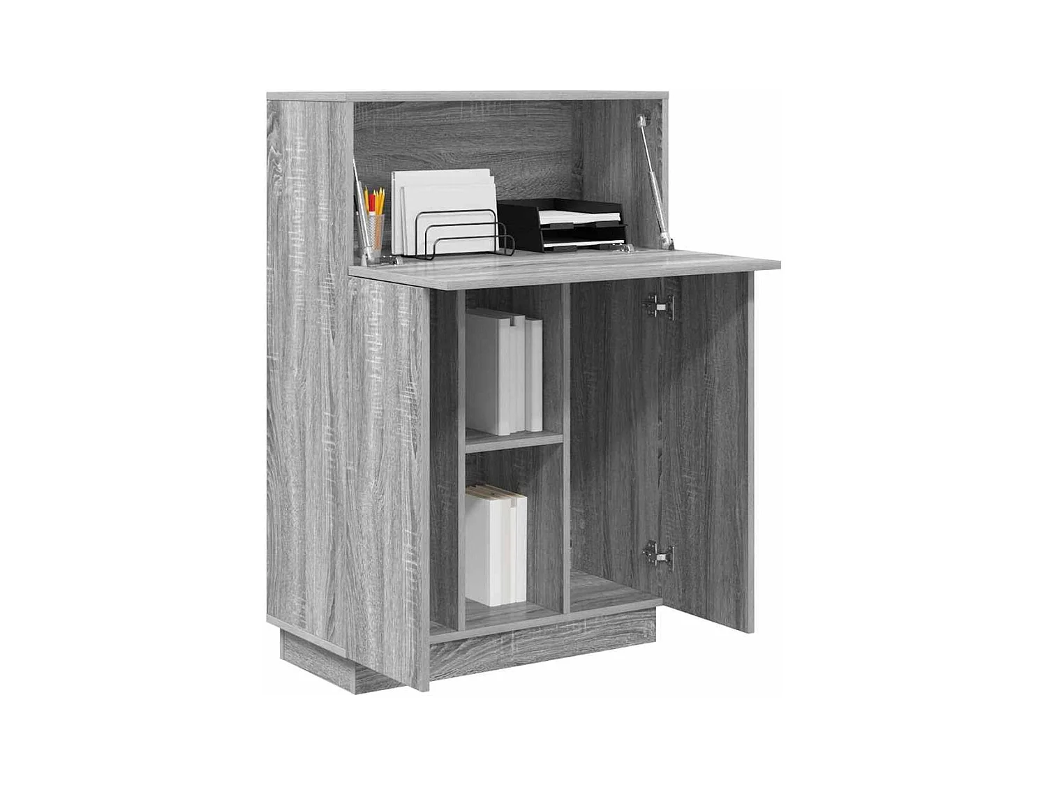 Bureau avec porte Gris 71,5 x 31,5 x 106,5 cm Bois d'ingénierie