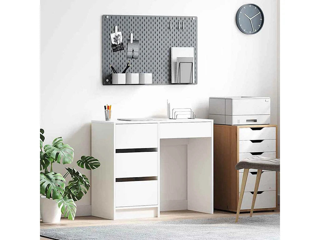 Bureau avec tiroir Blanc 90 x 37,5 x 75 cm Bois d'ingénierie