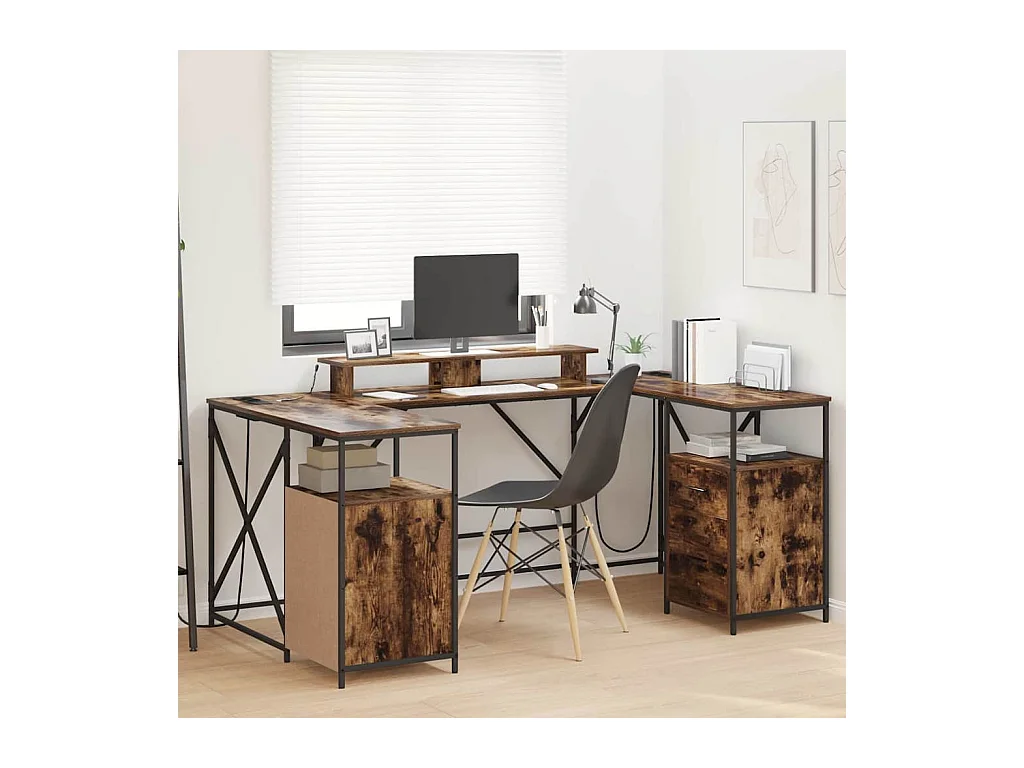 Bureau Chêne fumé 182 x 101 x 87.5 cm Bois d'ingénierie