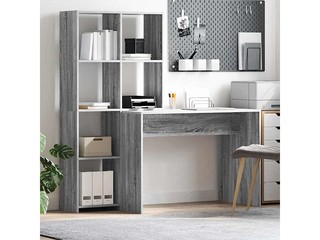 Bureau Sonoma gris 138.5 x 55 x 143 cm Bois d'ingénierie