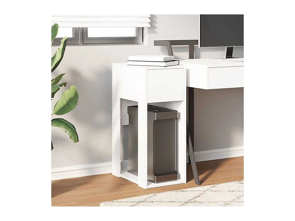 Support de tour d'ordinateur avec tiroir blanc 30x44x74 cm