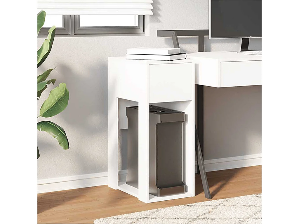 Support de tour d'ordinateur avec tiroir blanc 30x44x74 cm