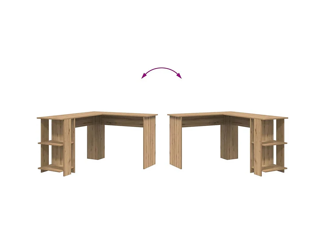 Escritorio Esquinero con Almacenamiento Roble artisan