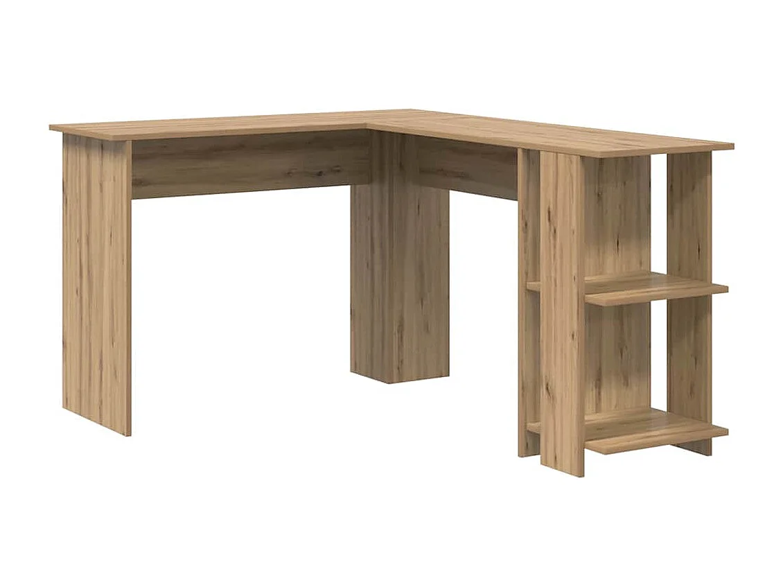 Bureau d'angle avec rangement avec étagère chêne artisanal