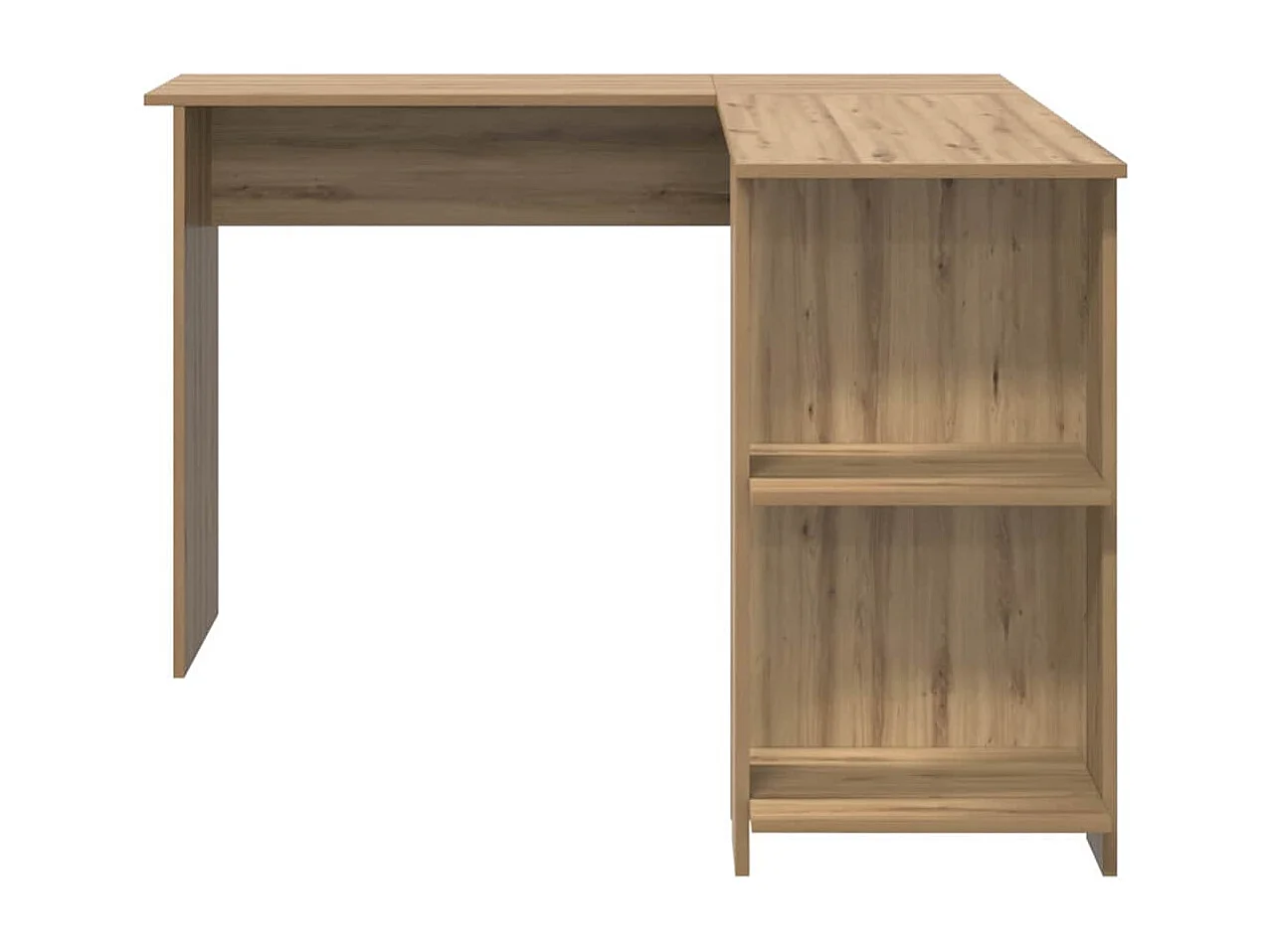 Bureau d'angle avec rangement avec étagère chêne artisanal