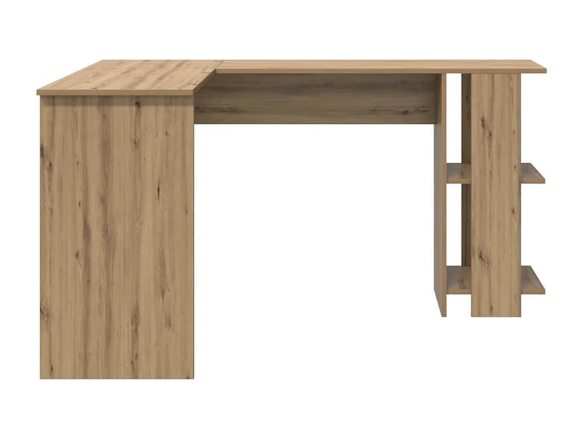 Bureau d'angle avec rangement avec étagère chêne artisanal