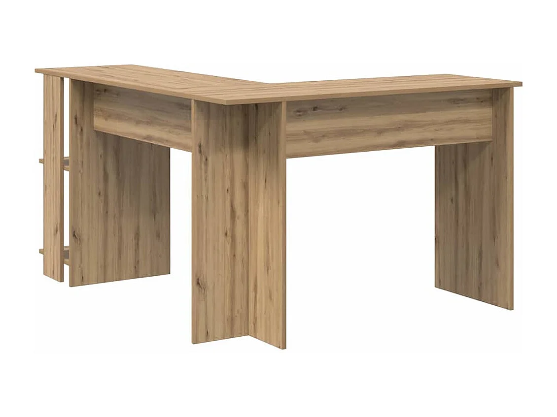 Bureau d'angle avec rangement avec étagère chêne artisanal