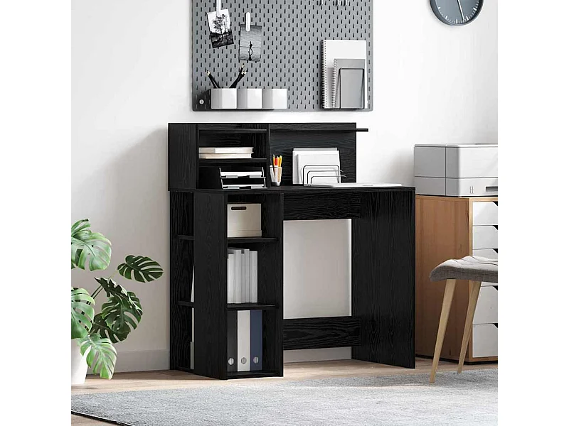 Bureau avec rangement Chêne noir 90 x 48 x 101,5 cm
