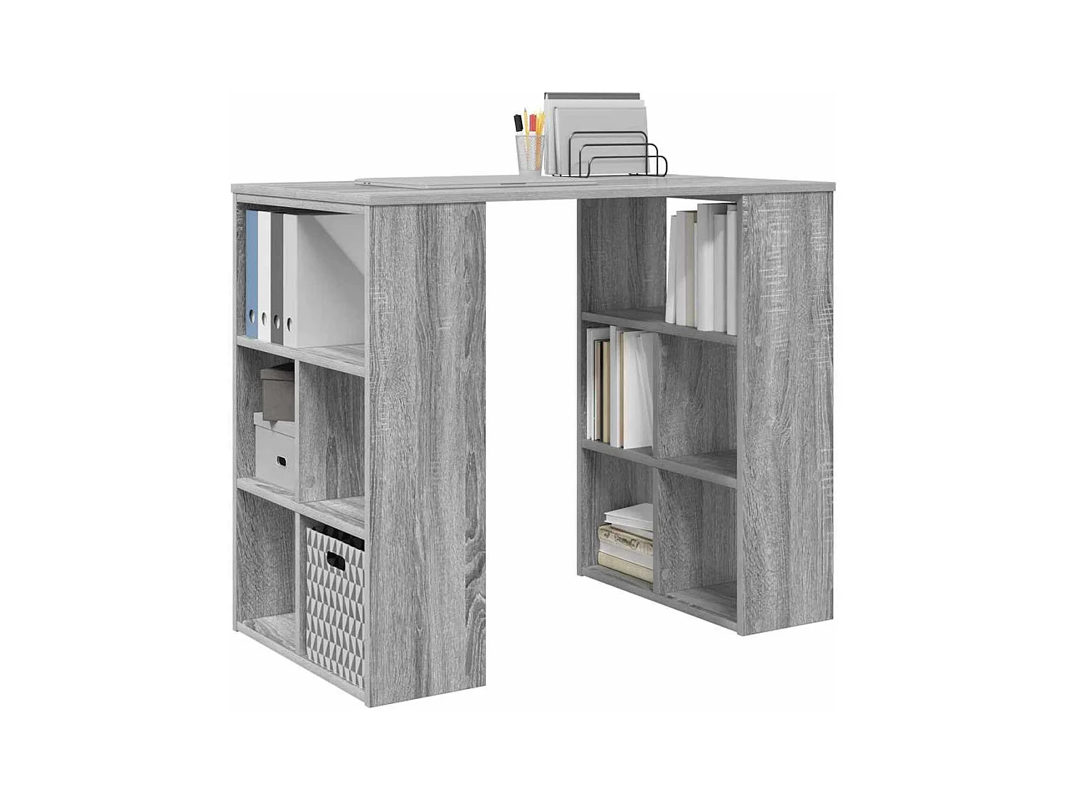 Bureau avec étagère Gris 90 x 50 x 75 cm Bois d'ingénierie