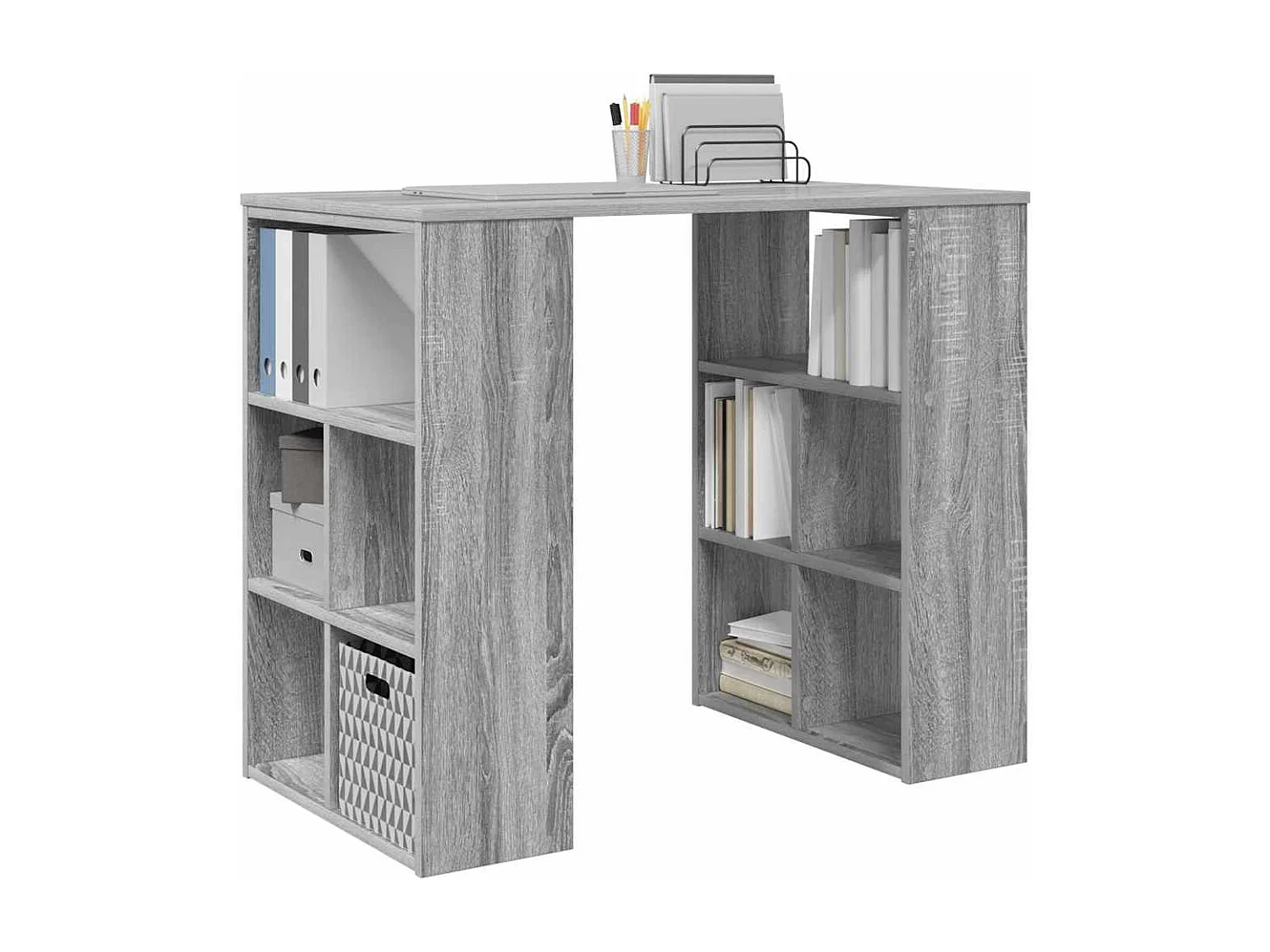 Bureau avec étagère Gris 90 x 50 x 75 cm Bois d'ingénierie