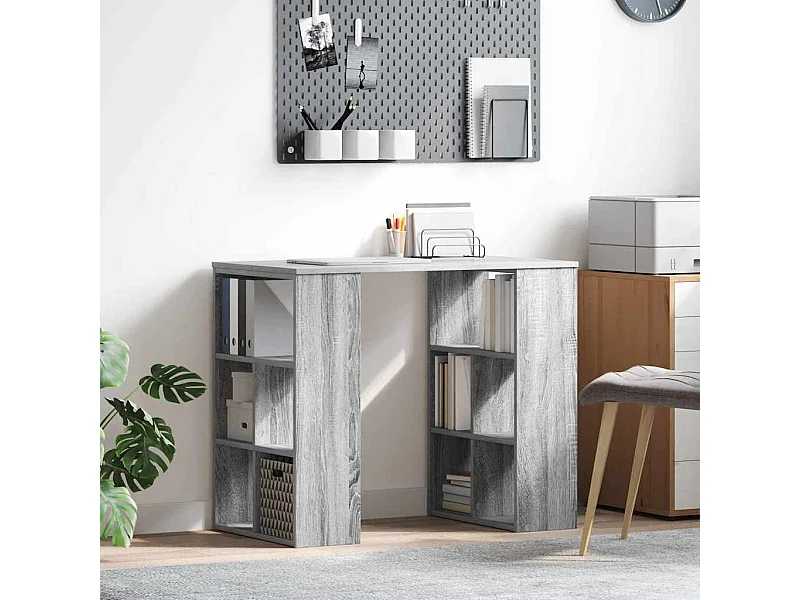 Bureau avec étagère Gris 90 x 50 x 75 cm Bois d'ingénierie