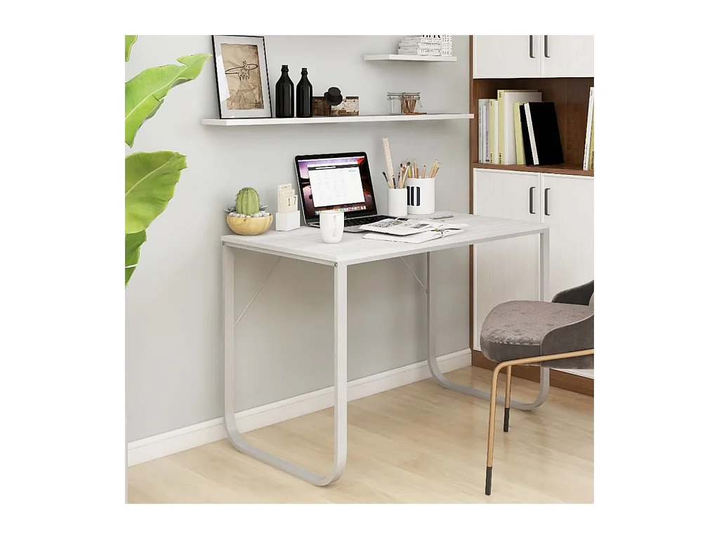 Bureau d'ordinateur Blanc 110x60x73 cm Aggloméré