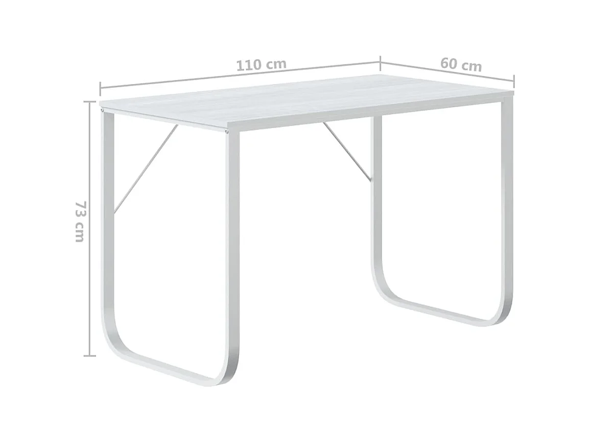 Bureau d'ordinateur Blanc 110x60x73 cm Aggloméré