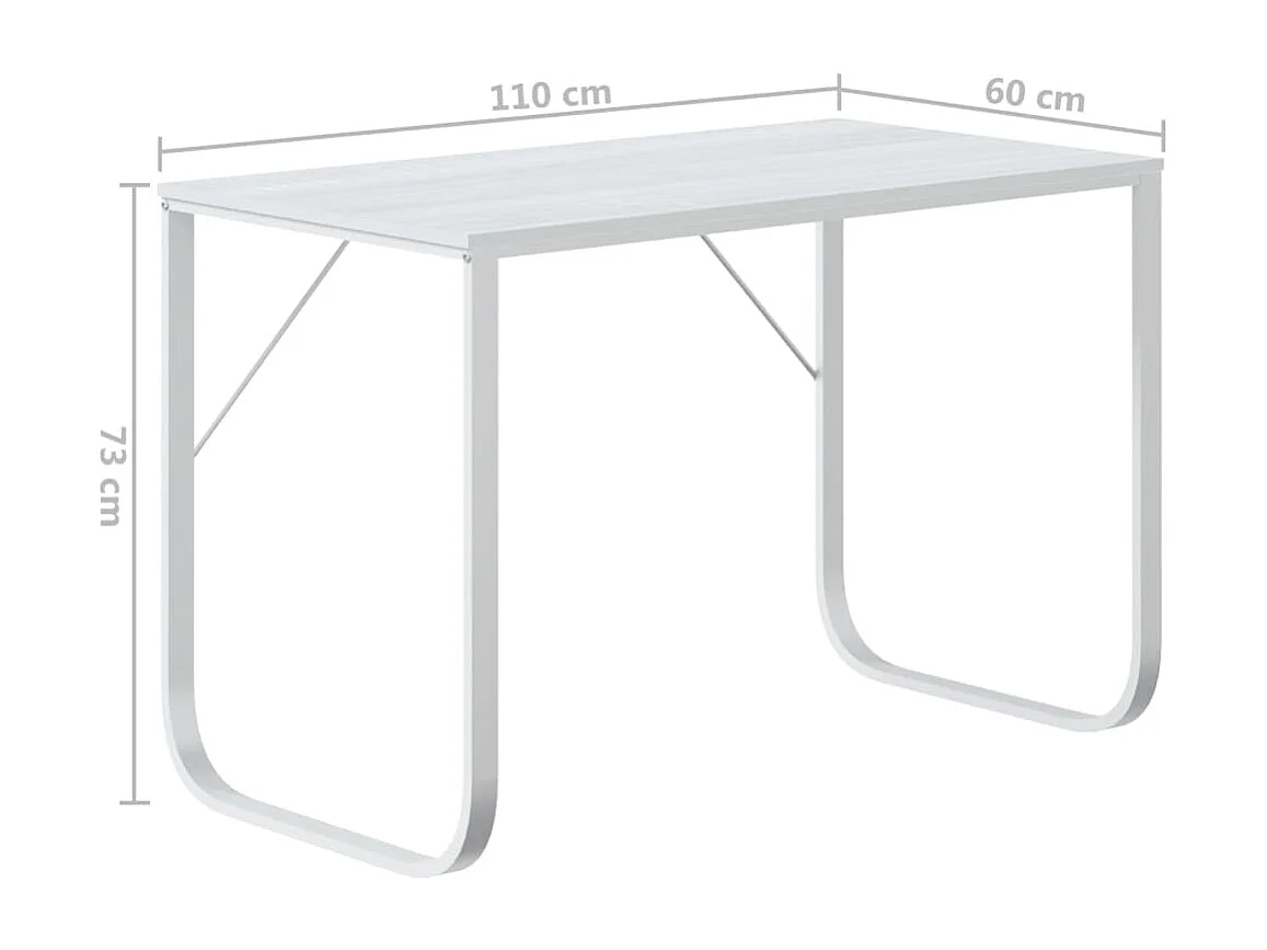 Bureau d'ordinateur Blanc 110x60x73 cm Aggloméré