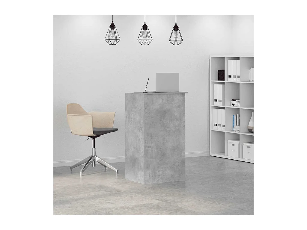Bureau de réception gris béton 55x50x103,5 cm bois d'ingénierie