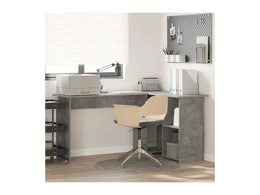 Bureau Gris béton 142 x 102 x 73 cm Bois d'ingénierie