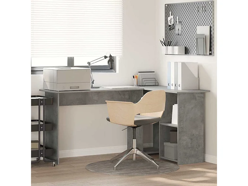 Bureau Gris béton 142 x 102 x 73 cm Bois d'ingénierie