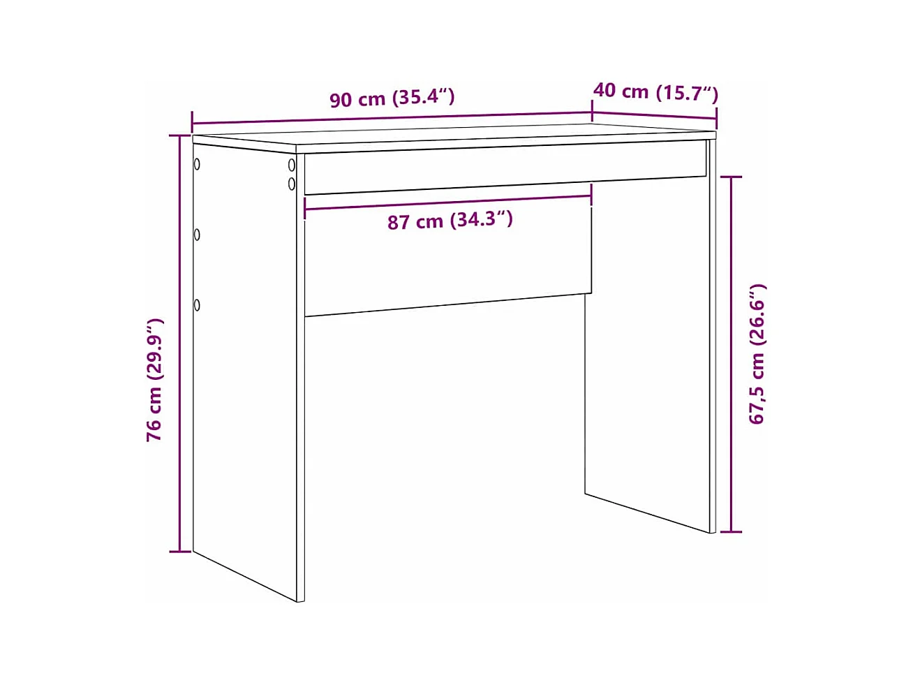 Bureau Sonoma gris 90 x 40 x 76 cm Bois d'ingénierie