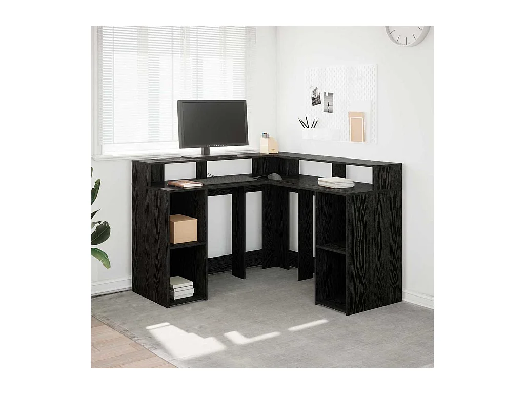 Escritorio Roble negro 130 x 130 x 91 cm Madera contrachapada