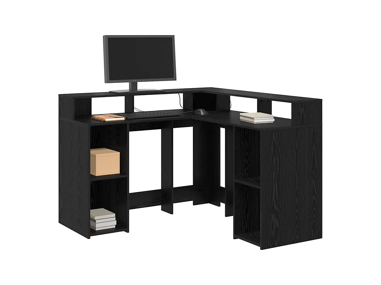 Escritorio Roble negro 130 x 130 x 91 cm Madera contrachapada