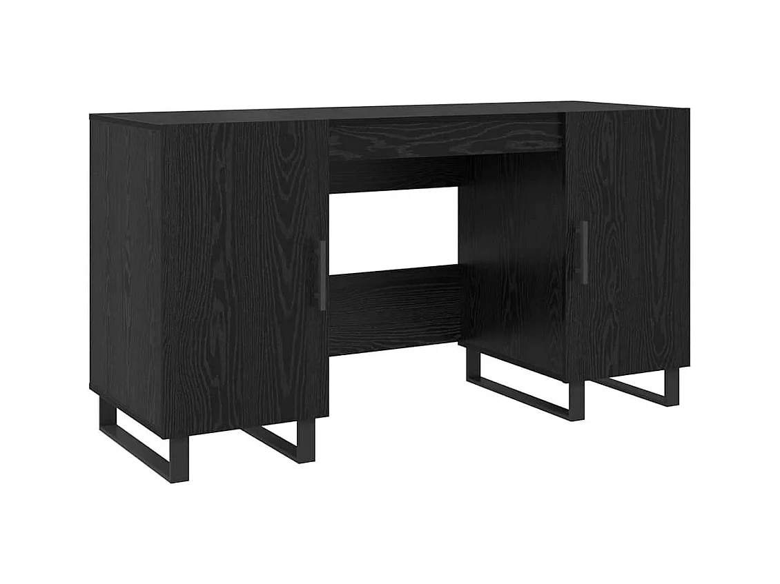 Bureau avec porte Chêne noir 140 x 50 x 75 cm Bois d'ingénierie