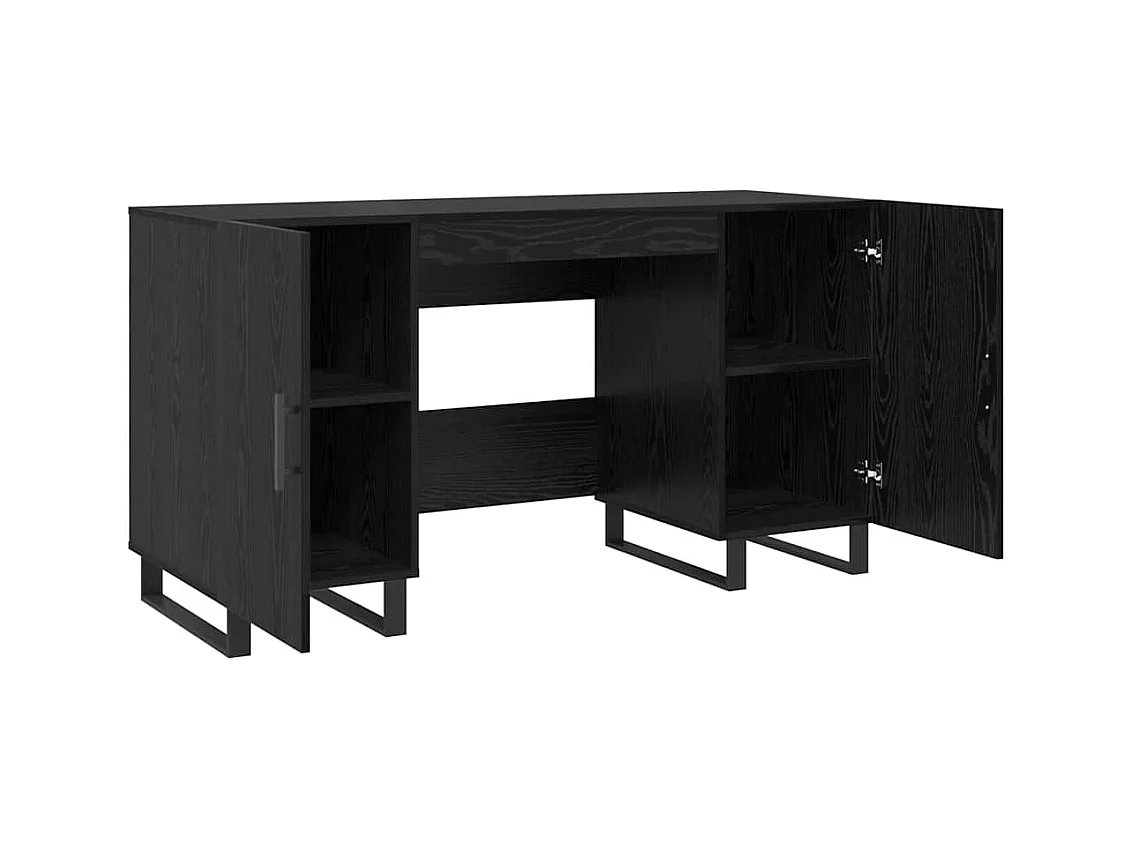 Bureau avec porte Chêne noir 140 x 50 x 75 cm Bois d'ingénierie