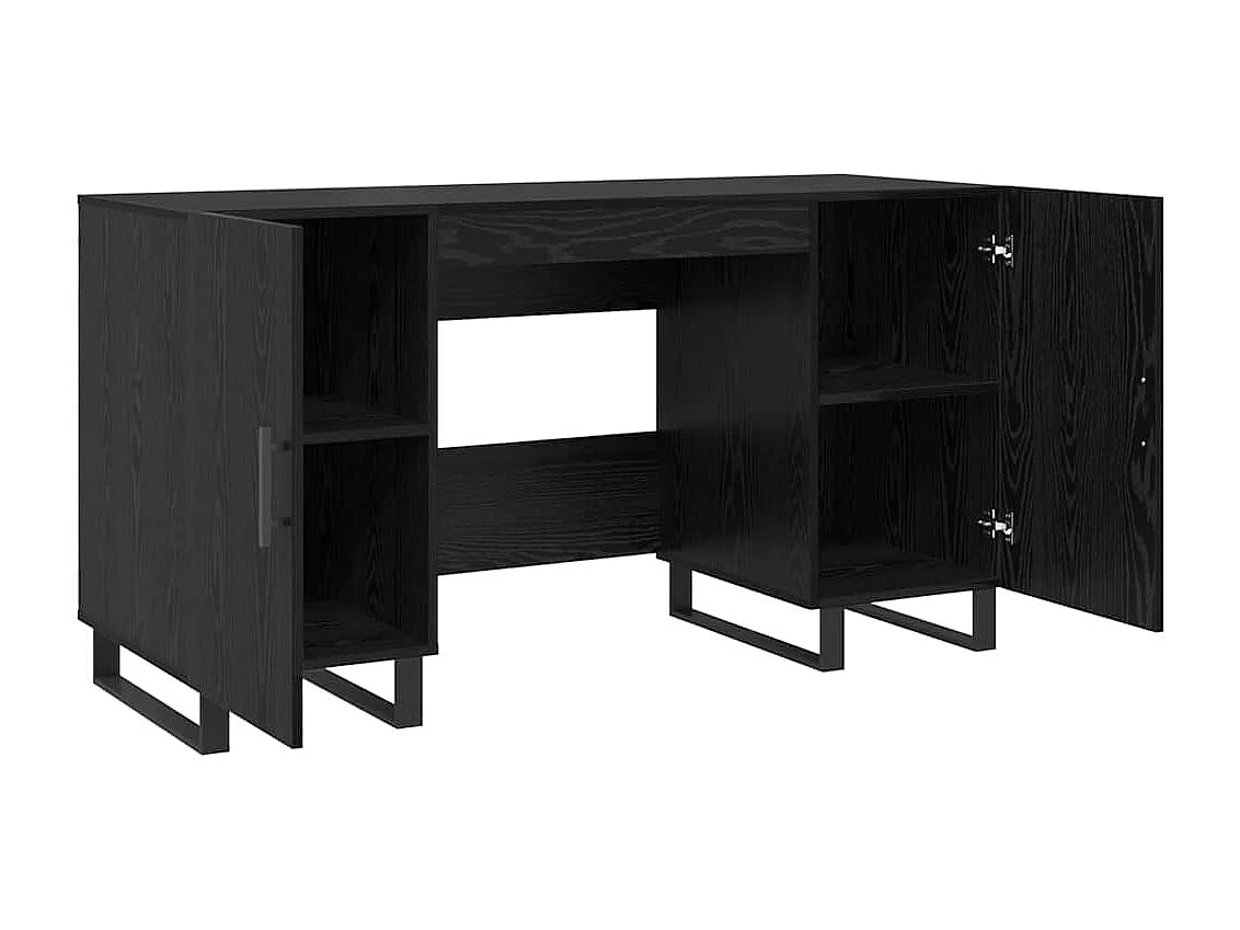 Bureau avec porte Chêne noir 140 x 50 x 75 cm Bois d'ingénierie