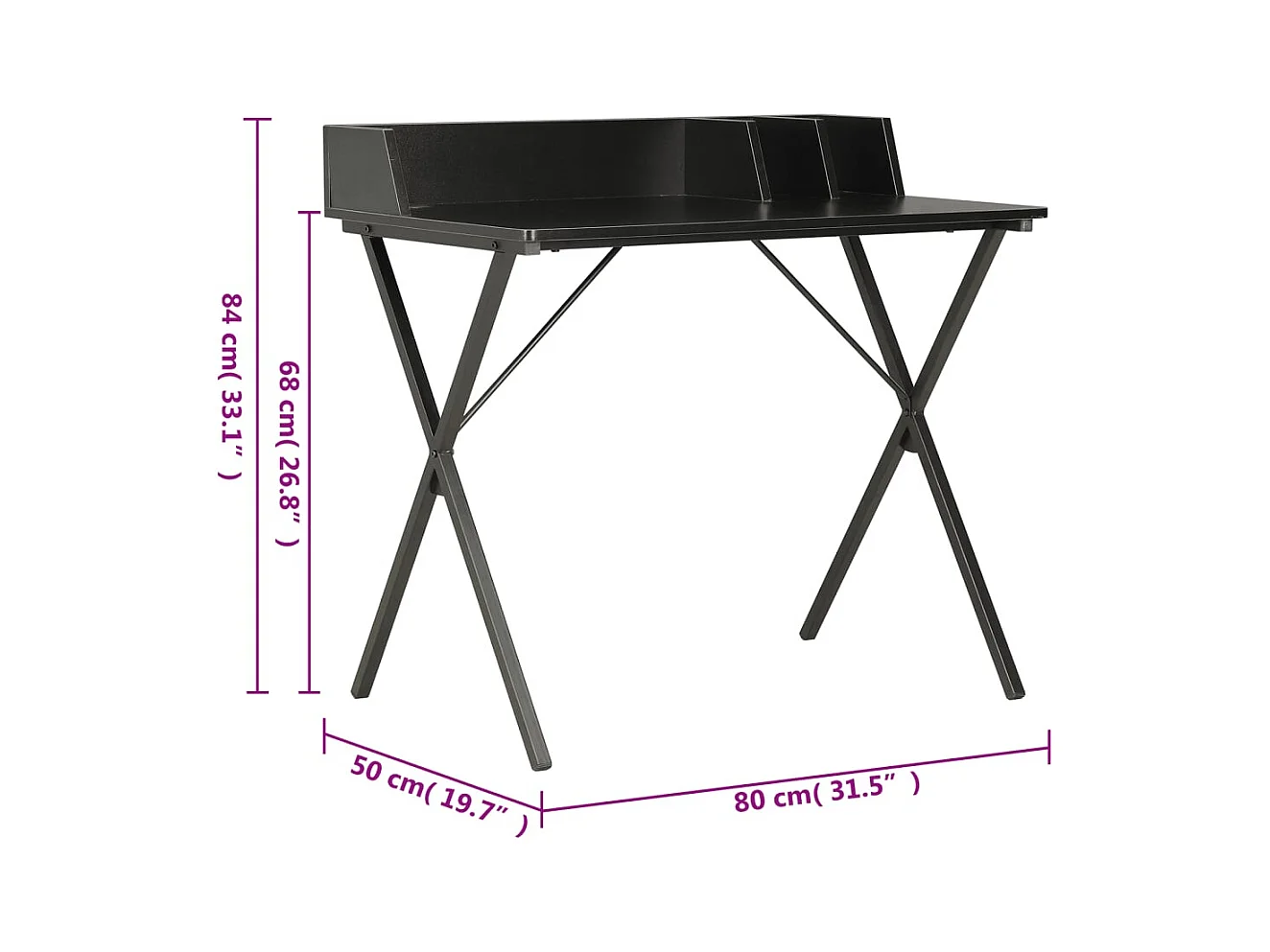 Bureau Noir 80x50x84 cm