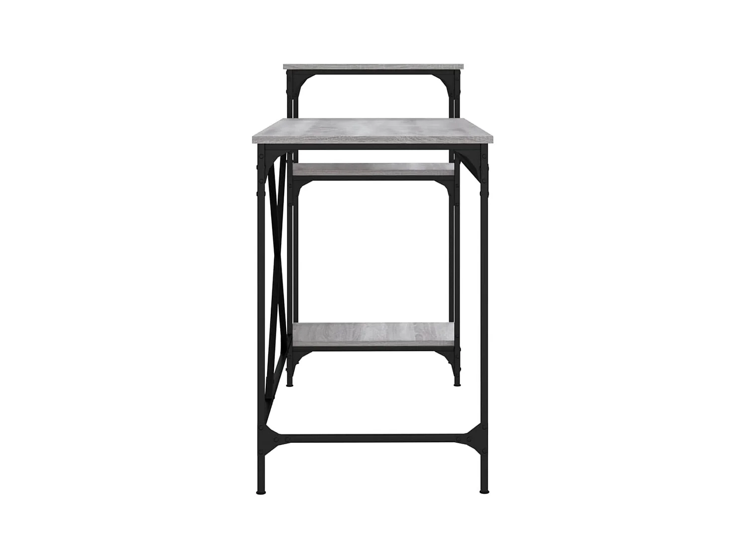 Bureau et étagères sonoma gris 135x50x90 cm bois ingénierie/fer