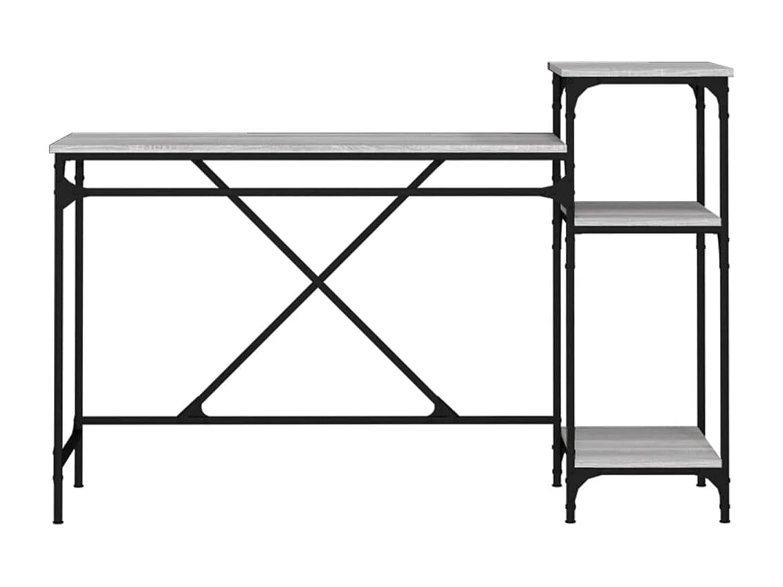 Bureau et étagères sonoma gris 135x50x90 cm bois ingénierie/fer