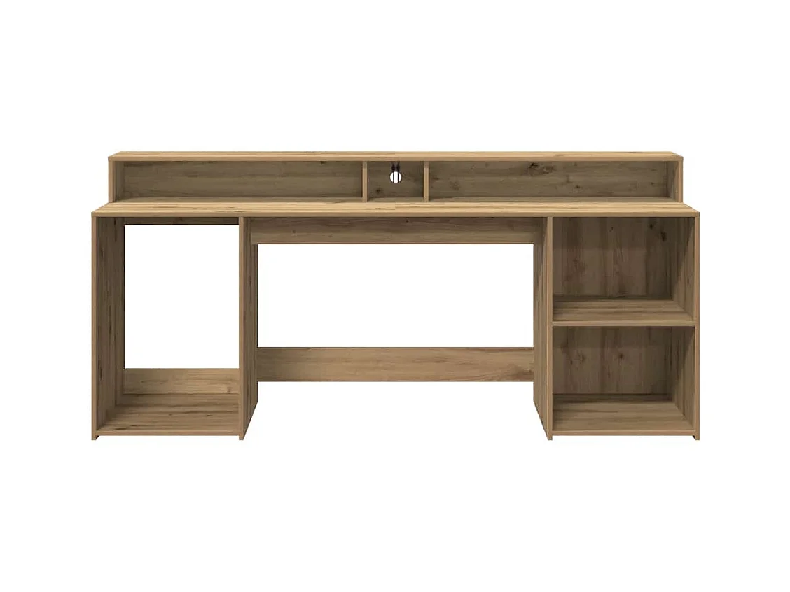 Bureau avec lumières LED chêne artisanal bois d'ingénierie