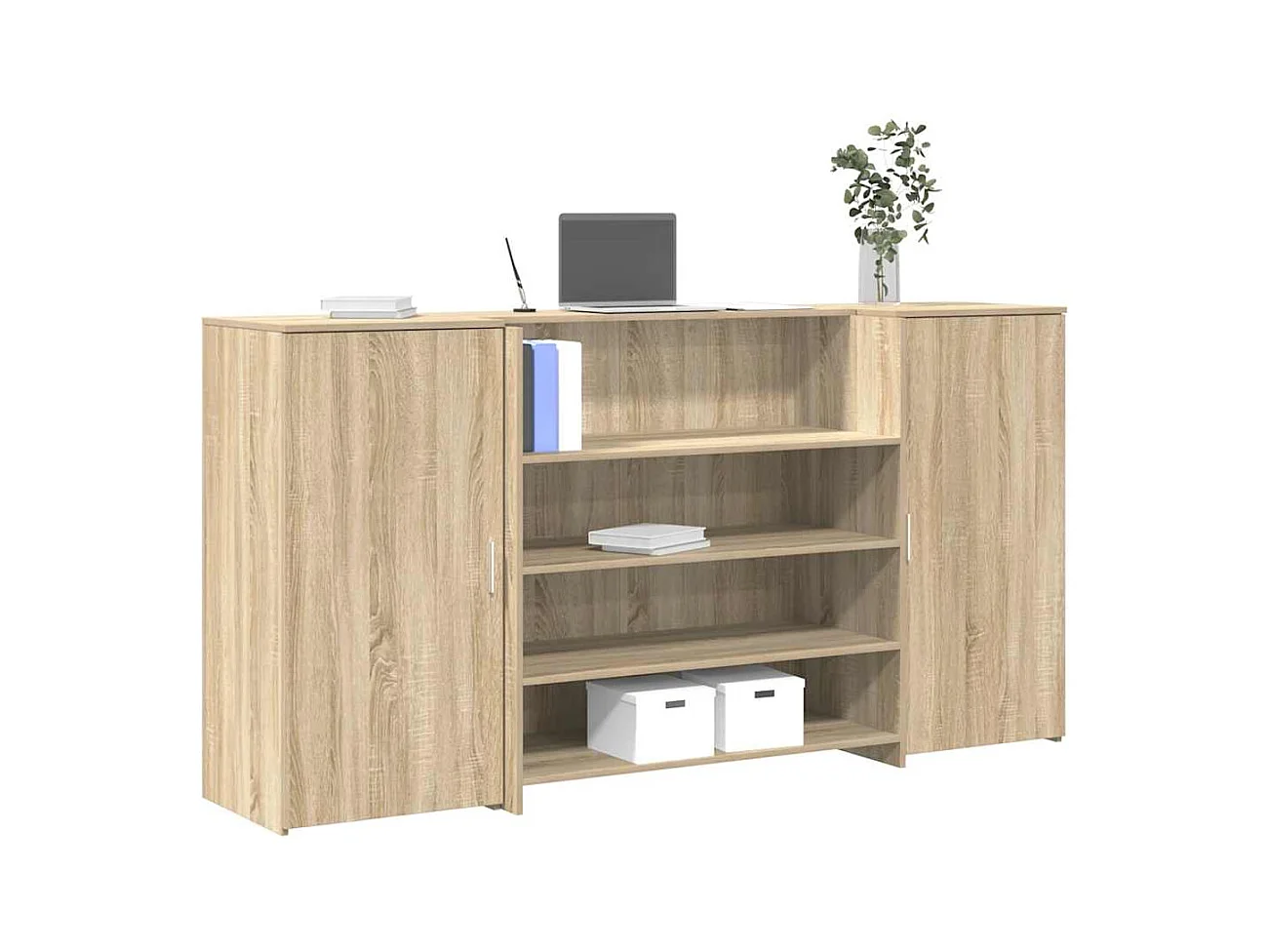 Bureau réception chêne sonoma 200x50x103,5 cm bois d'ingénierie