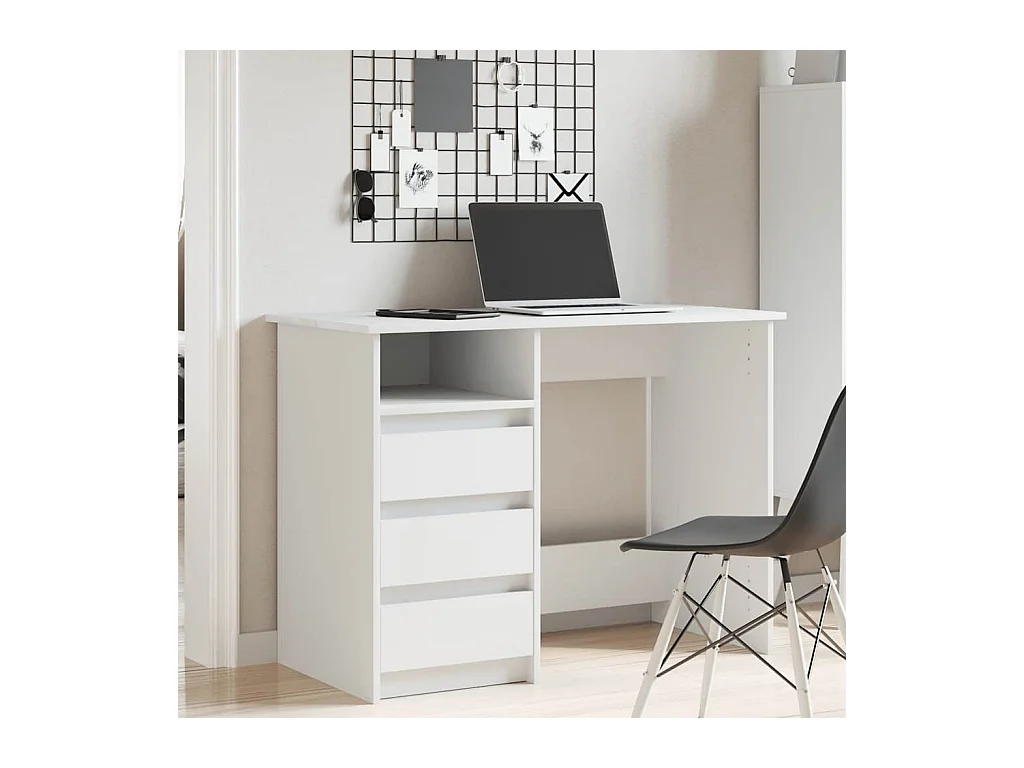 Bureau blanc 102x50x75 cm bois d'ingénierie