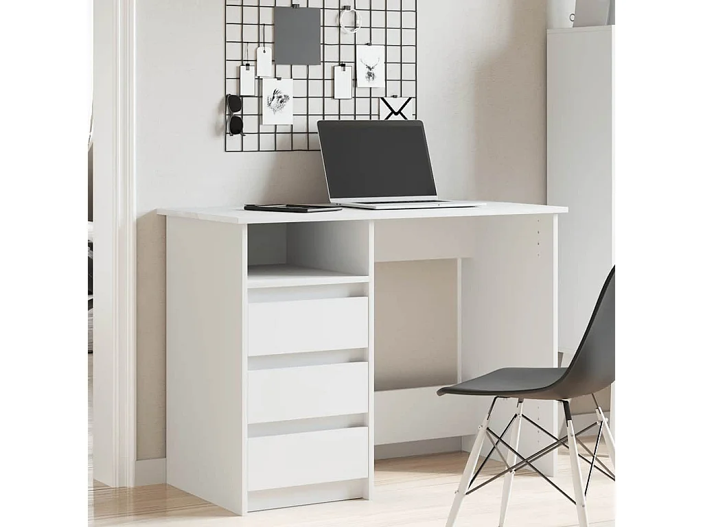 Bureau blanc 102x50x75 cm bois d'ingénierie