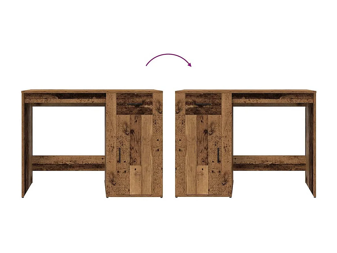 Bureau vieux bois 100x49x75 cm bois d'ingénierie