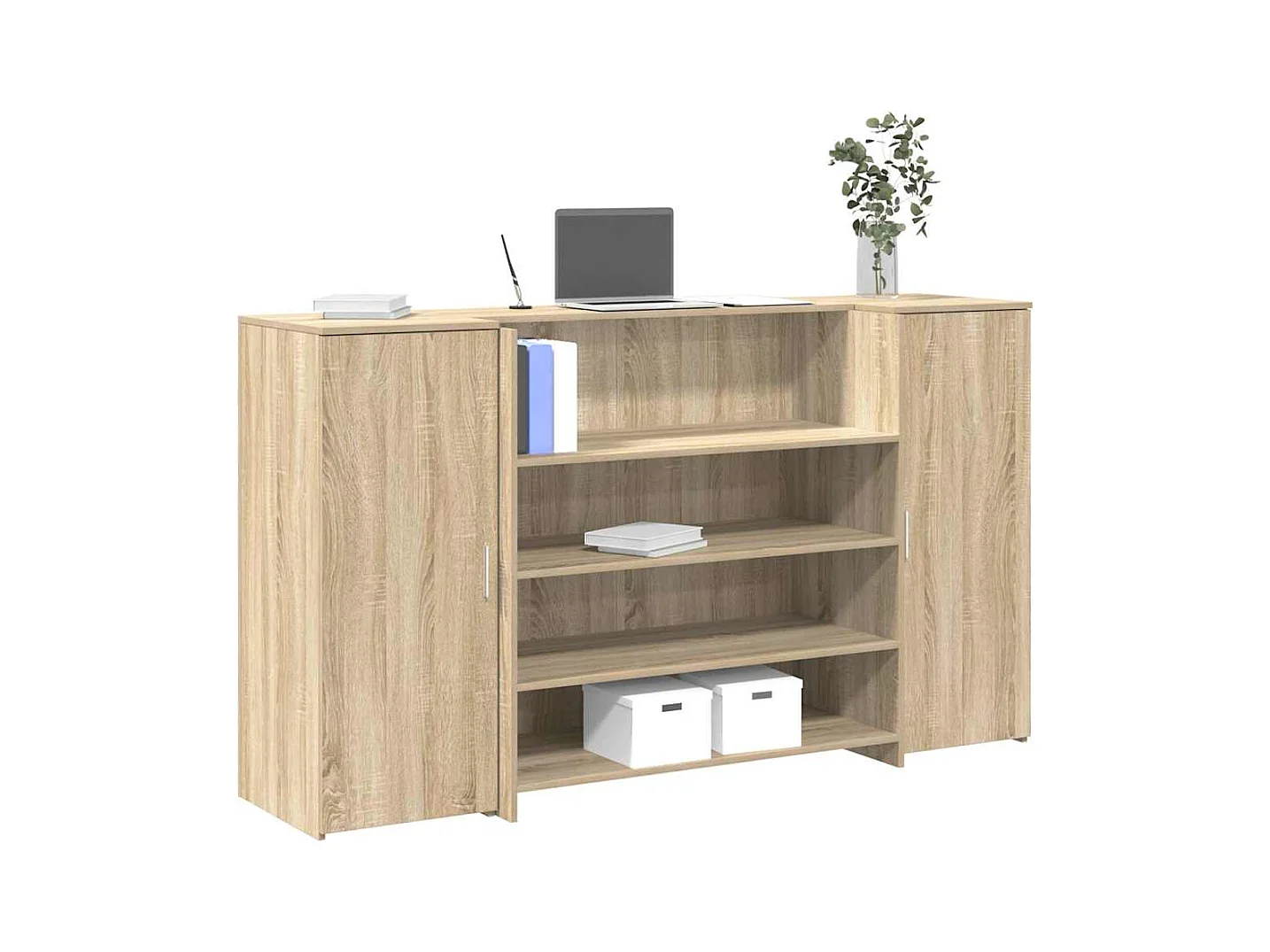 Bureau réception chêne sonoma 180x50x103,5 cm bois d'ingénierie