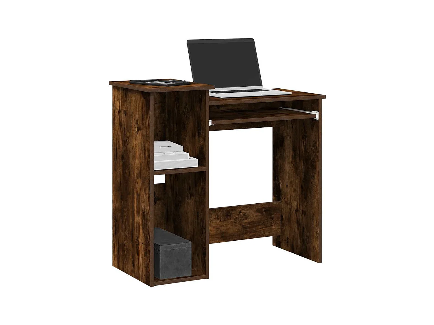 Bureau avec étagères chêne fumé 84x40x78 cm bois d'ingénierie