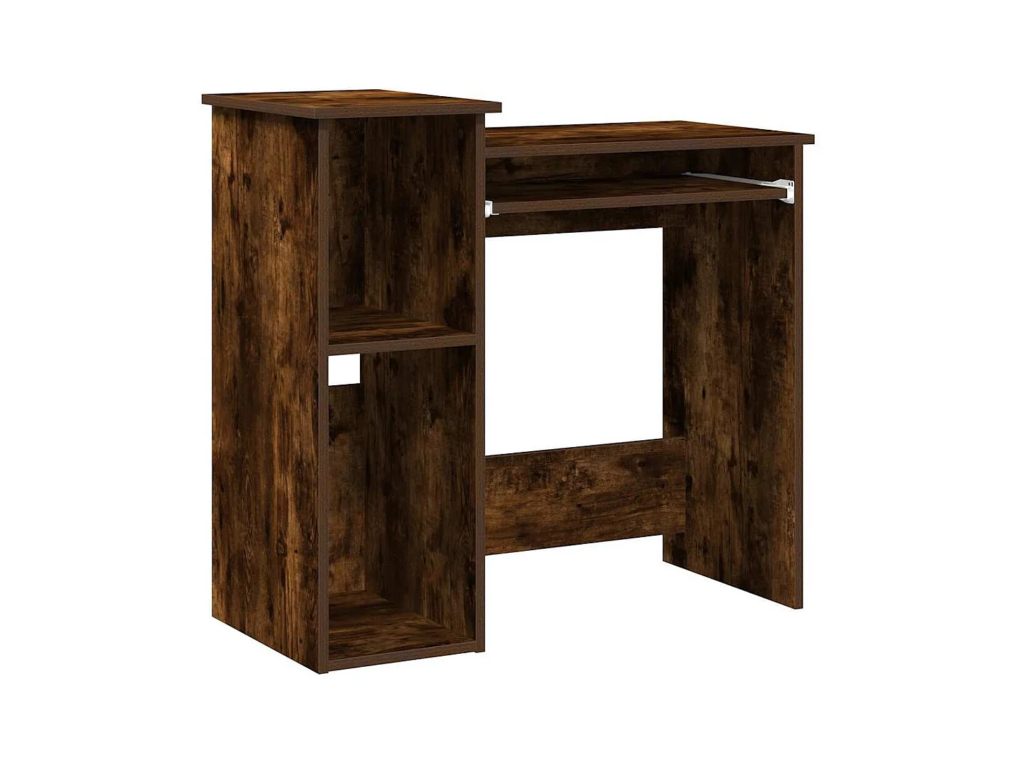 Bureau avec étagères chêne fumé 84x40x78 cm bois d'ingénierie