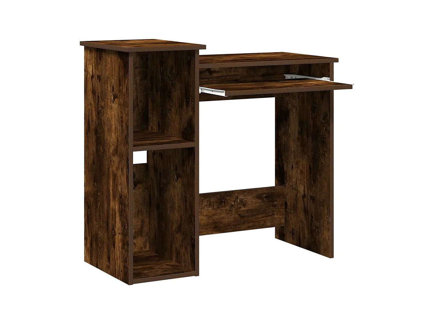 Bureau avec étagères chêne fumé 84x40x78 cm bois d'ingénierie
